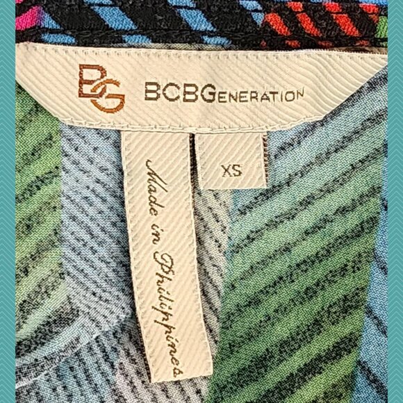 BCBGeneration Rainbow Chevron Stripe Stretch Knit Wrap Dress - Picture 4 of 4